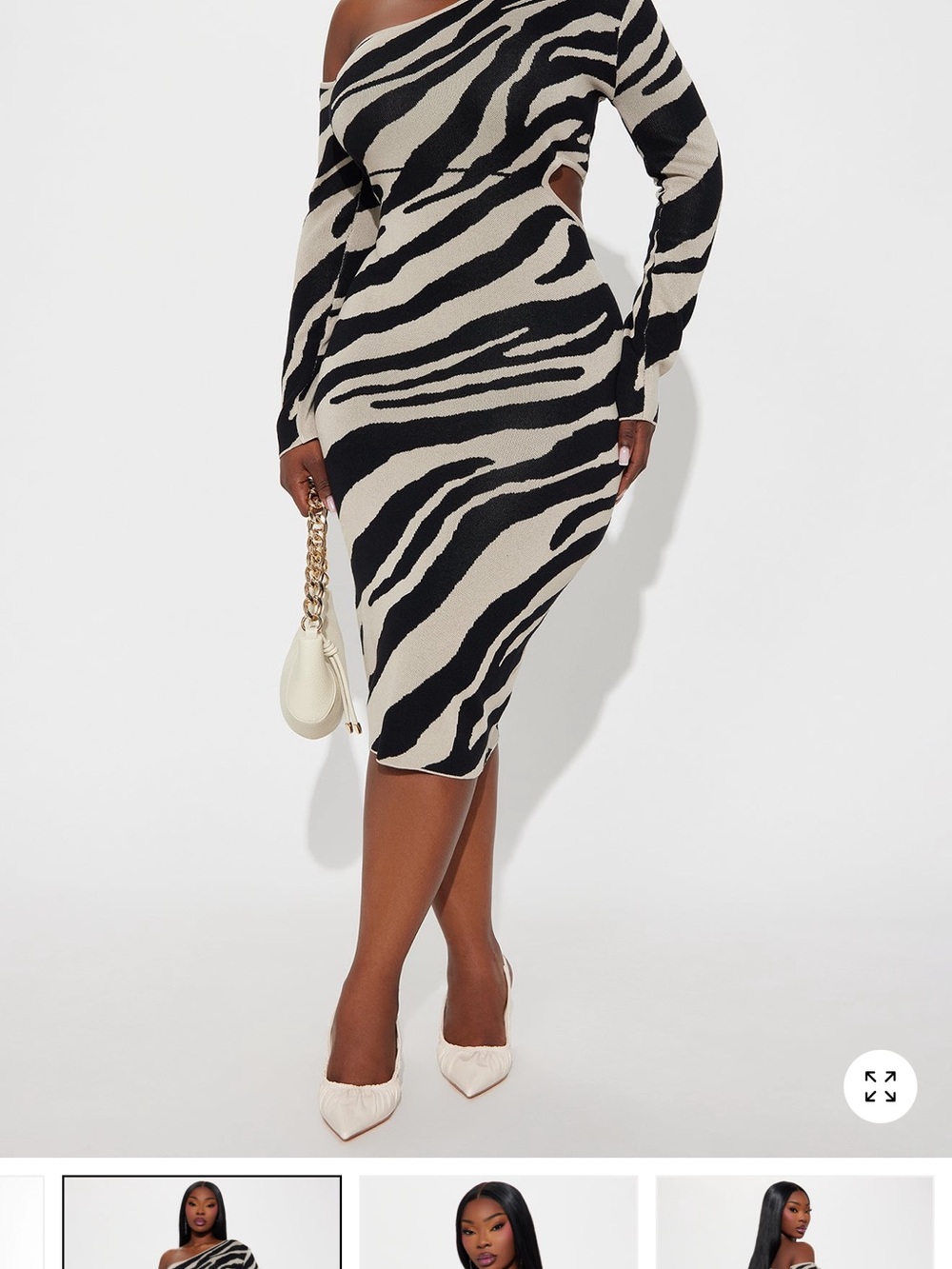 Zebra Print Bodycon Dress - Black & Cream